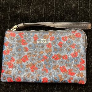Coach Red and Blue Patterned Wristlet